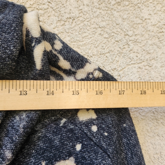 Women's Cropped Sweater Medium Blue  Grunge Safety Pins Bleach Spotted Boho Top - Picture 7 of 9